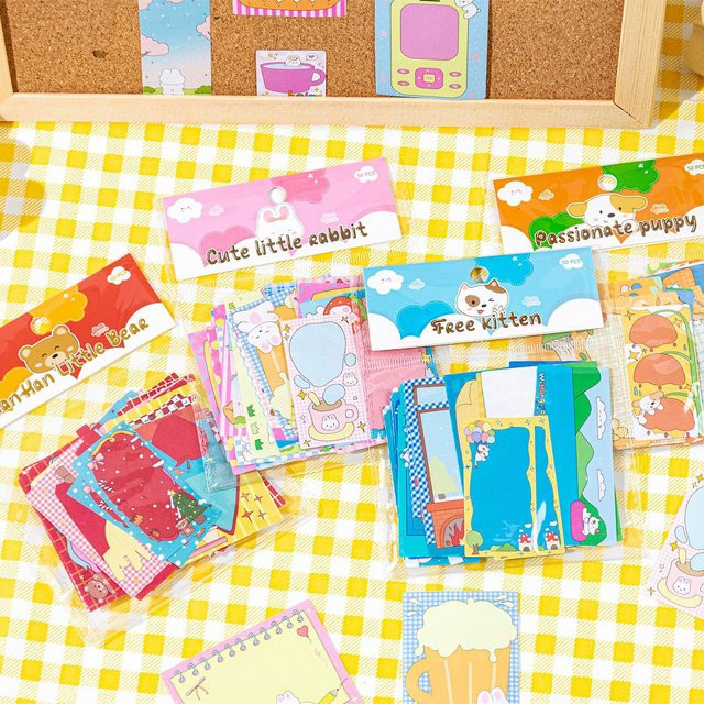 50-teiliges Aufkleberset mit niedlichen Cartoon-Haustier-Motiven in Multicolour für Tagebuchdekoration und DIY-Projekte - Bild 1