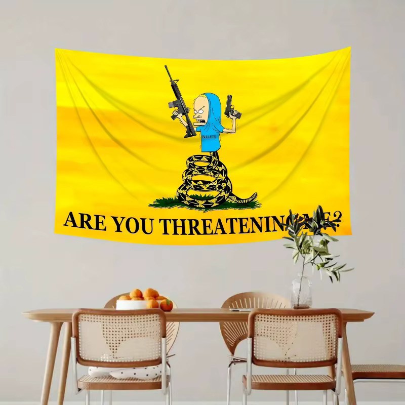VIKAMA Wandteppich mit lustigem Cartoon-Schlangen-Motiv Are You Threatening Me in Gelb, Breite: 60 cm, Höhe: 60 cm - Bild 2
