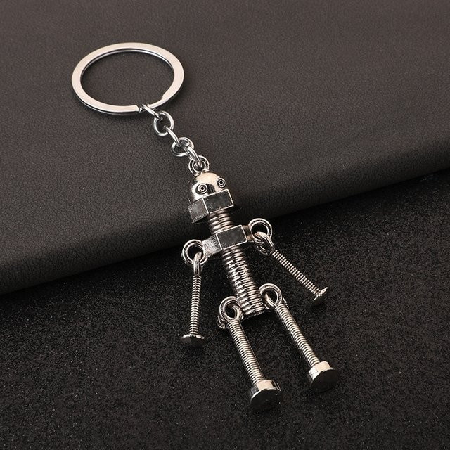 XSL jiamei Schlüsselanhänger Roboter, Edelstahl, Vintage, Unisex - Bild 1