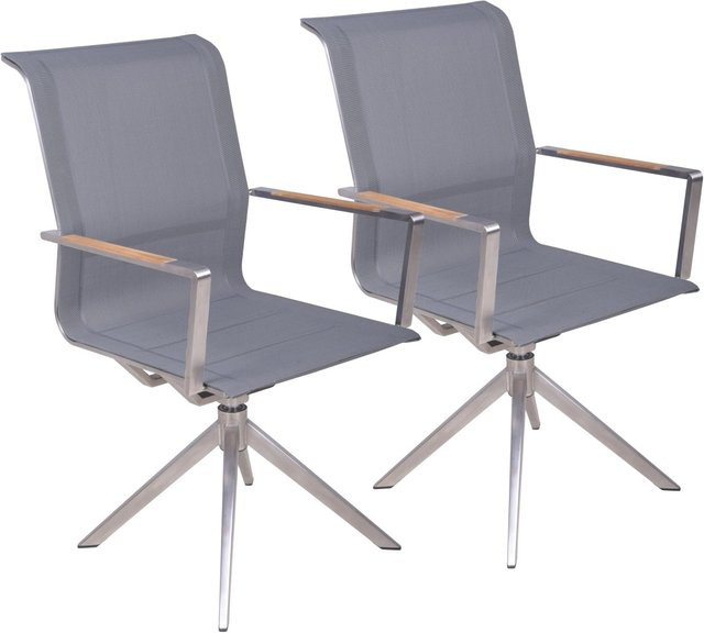 Garden Pleasure Gartensessel Salida 2er Set aus Edelstahl mit Armlehnen in Silber-Grau matt - Bild 1