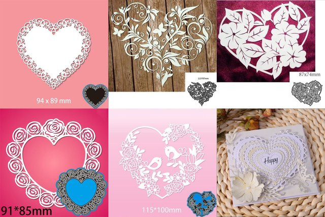 Metall Stanzform Herz und Blume für Scrapbook und Bastelarbeiten - Bild 1