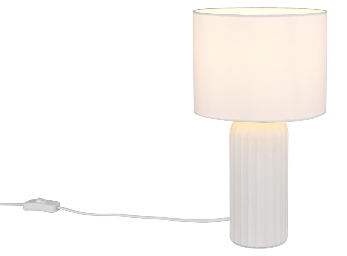 Trio Tischlampe Blair in Weiß aus Keramik mit Stoffschirm B/T/H: 20 x 20 x 36 cm - Bild 1