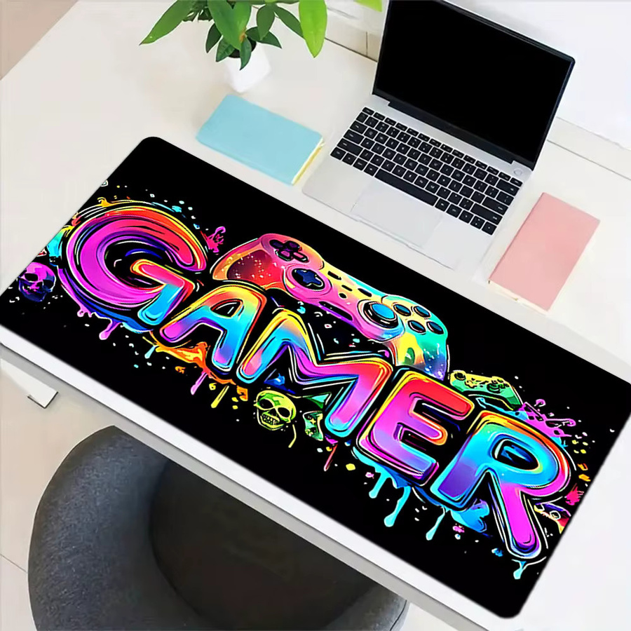 Buntes Gaming Mauspad mit matter Oberfläche für Computer und Tastatur, Schreibtischmatte für Büro und Gaming, Mehrfarbig - Bild 2
