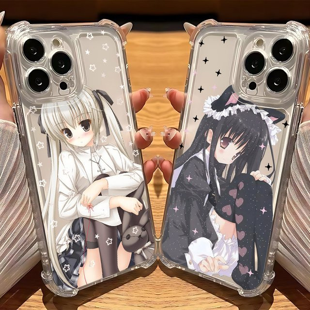 Transparente Handyhülle mit Anime Maid Girl Design für Apple iPhone 11 bis 16 Pro Max sowie weitere Modelle, Anti-Fall Schutzhülle - Bild 1