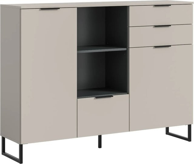 Inn.Furn Highboard Morena in Kaschmir und Schwarz, Breite: 150 cm, Höhe: 112 cm - Bild 1