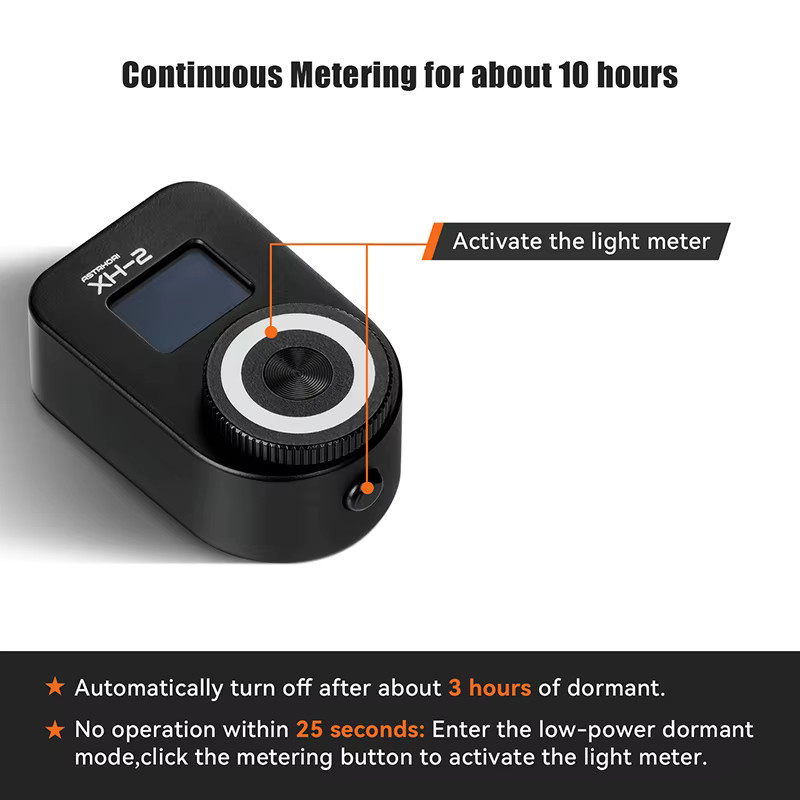 AstrHori XH-2 Kamera-Lichtmesser mit OLED-Display und Kaltgaragentyp-Blitzschuh für die professionelle Fotografie in Schwarz oder Weiß - Bild 3