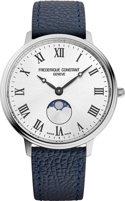 Frederique Constant Armbanduhr, Moonphase, Quarz, Edelstahl, Leder, 38 mm, Herren - Bild 1
