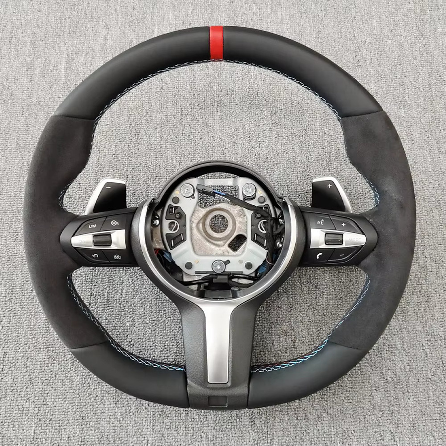 COIKA Leder Lenkrad-Modifikation Schaltwippen für BMW M3 F30 F15 F45 F20 F25 M5 F10 F11 F01 F07 F06 E87 E90 E70 E84 in Schwarz und Rot - Bild 2
