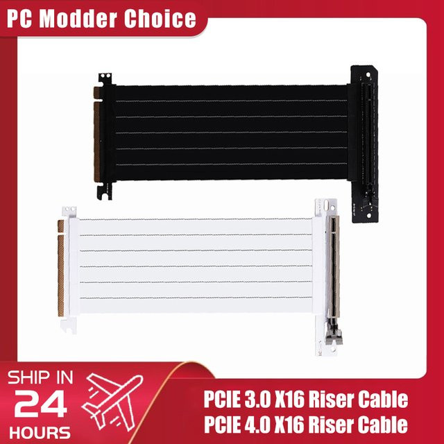 AXYB PCIE X16 Riser-Kabel für Grafikkarten in Schwarz, abgeschirmtes PCI Express Verlängerungskabel für GPU 3.0/4.0 - Bild 1