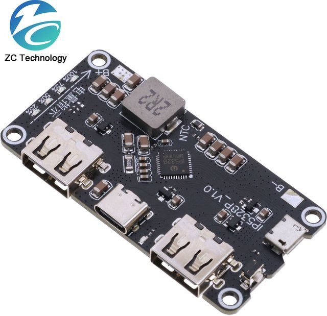 IP5328P Bidirektionales Schnelllade-Modul für mobile Motherboards, 3,7V Boost zu 5V/9V/12V, Schwarz - Bild 1