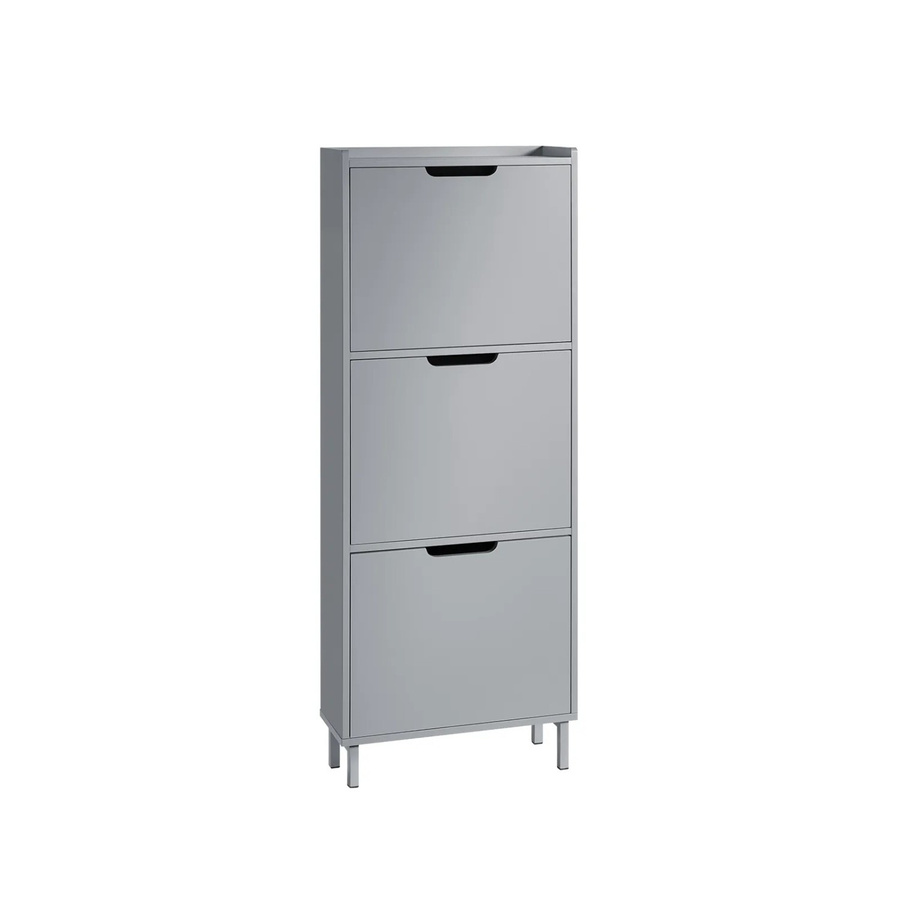 SoBuy Schuhkipper Schuhschrank mit 3 Klappen in Hellgrau FSR151-H-HG - Bild 2