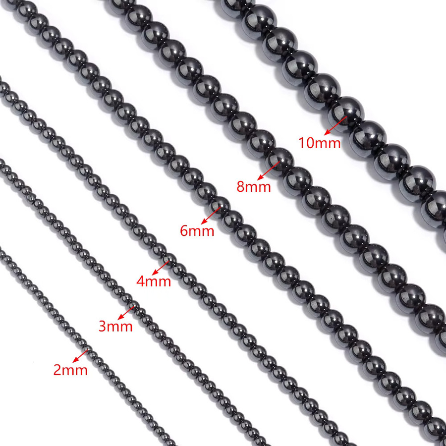 Schwarze Hämatit-Natursteinperlen, rund, Unisex - Bild 1