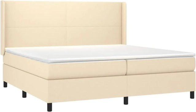 vidaXL Boxspringbett mit Matratze in Beige, Hybrid-Bett mit LED-Unterbettbeleuchtung und USB-Ladeport, B/T: 200 x 200 cm - Bild 1