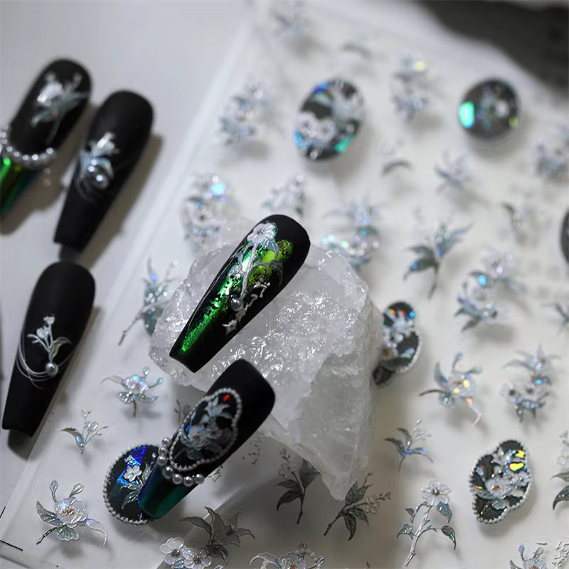 NAILFYOU Nagelaufkleber, Aurora Rosa Weiße Tulpe, Relief Design - Bild 1