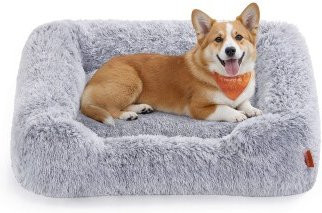 Feandrea Hundesofa in Grau mit abnehmbarem und maschinenwaschbarem Bezug aus Mikrofaser und Polyester, Größe L