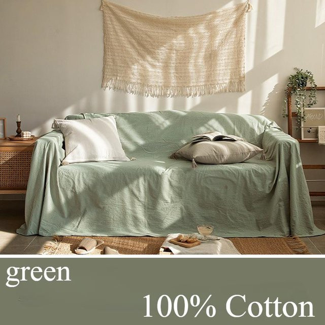Sofa Überwurf von Your Warm Home aus 100% Baumwolle in Grün, Nordischer Sofabezug für alle Jahreszeiten, B/B: 180 x 230 cm - Bild 1