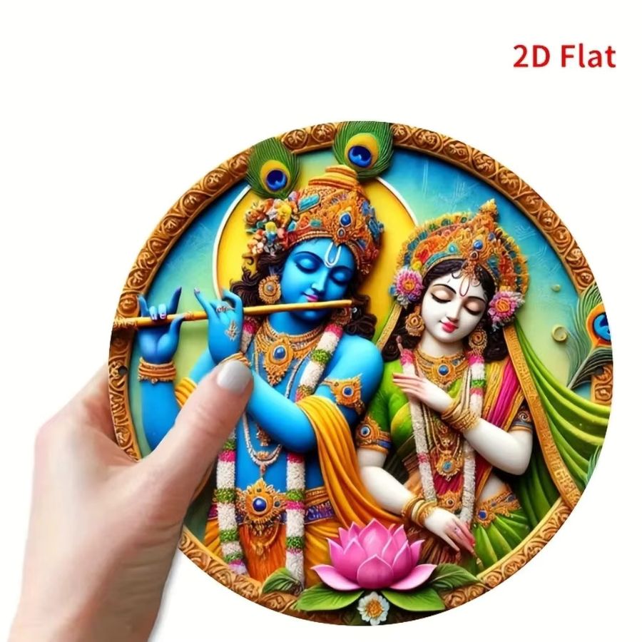 HELLOYOUNG Metall-Wandkunst Krishna Radha Rund, Multicolor, Durchmesser: 20 cm - Bild 2