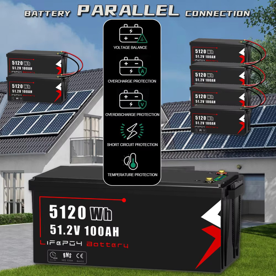 48V 100Ah LiFePO4-Akkupack mit integriertem 100A BMS in Schwarz für Solarstromspeicher, Wohnmobile, Golfcarts und Bootsmotoren - Bild 4
