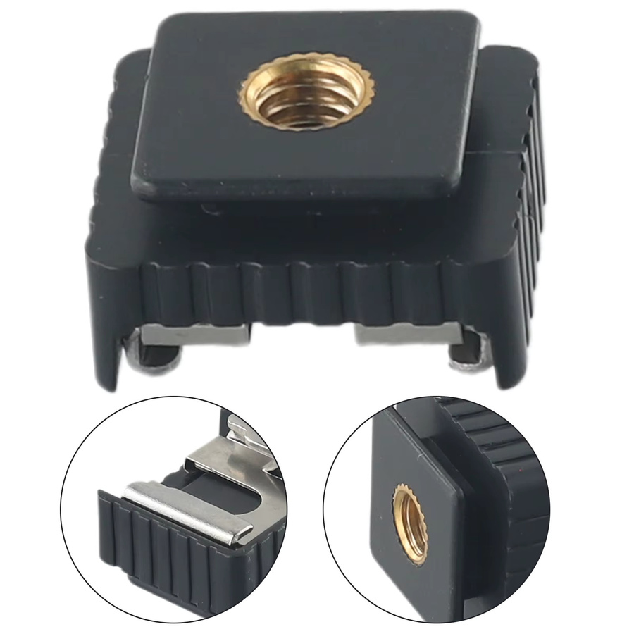 Blitz-Hotshoe-Adapter Schwarz: Standard-Hotshoe auf 1/4-Zoll-Schraube für Blitzgeräte und Stative im Fotostudio - Bild 2