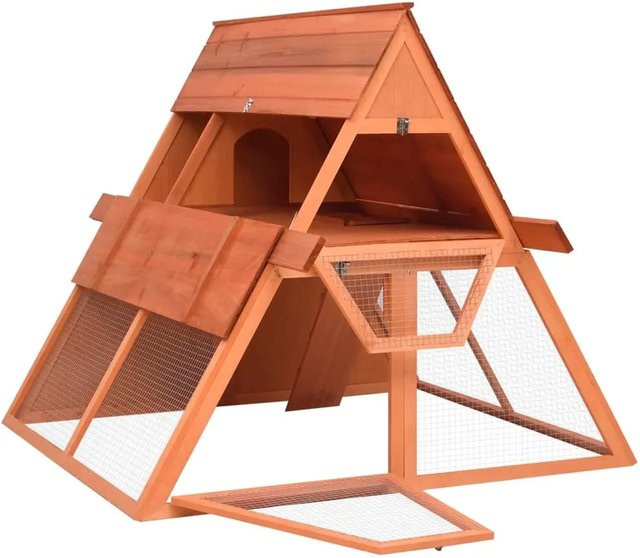 vidaXL Kaninchenstall aus Tannenholz in Braun, B/T/H: 152 x 127 x 109,5 cm - Bild 1