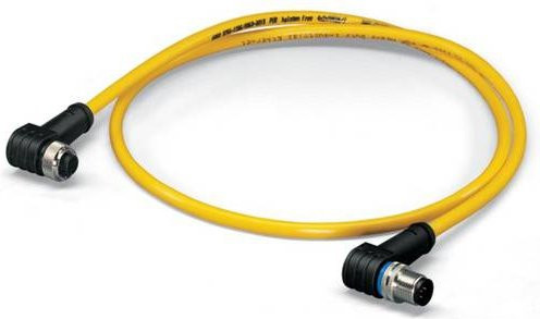 WAGO Sensor-Aktor-Datensteckverbinder 756-1306/060-100 konfektioniert, M12 Stecker gewinkelt auf Buchse gewinkelt, gelb, Kabellänge: 10,00 m - Bild 1