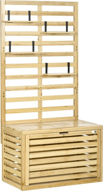 Outsunny Aufbewahrungsbox mit Rankhilfe aus Massivholz in Braun und Beige, B/T/H: 80 x 45 x 160 cm - Bild 1