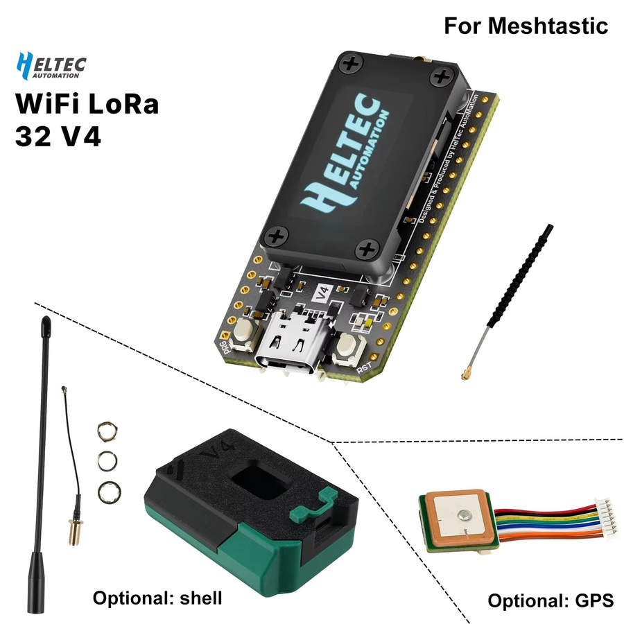 Heltec LoRa 32 V4 Meshtastic Dev-Board mit GPS, Wi-Fi, Bluetooth und 0,96 Zoll OLED in Schwarz - Bild 2