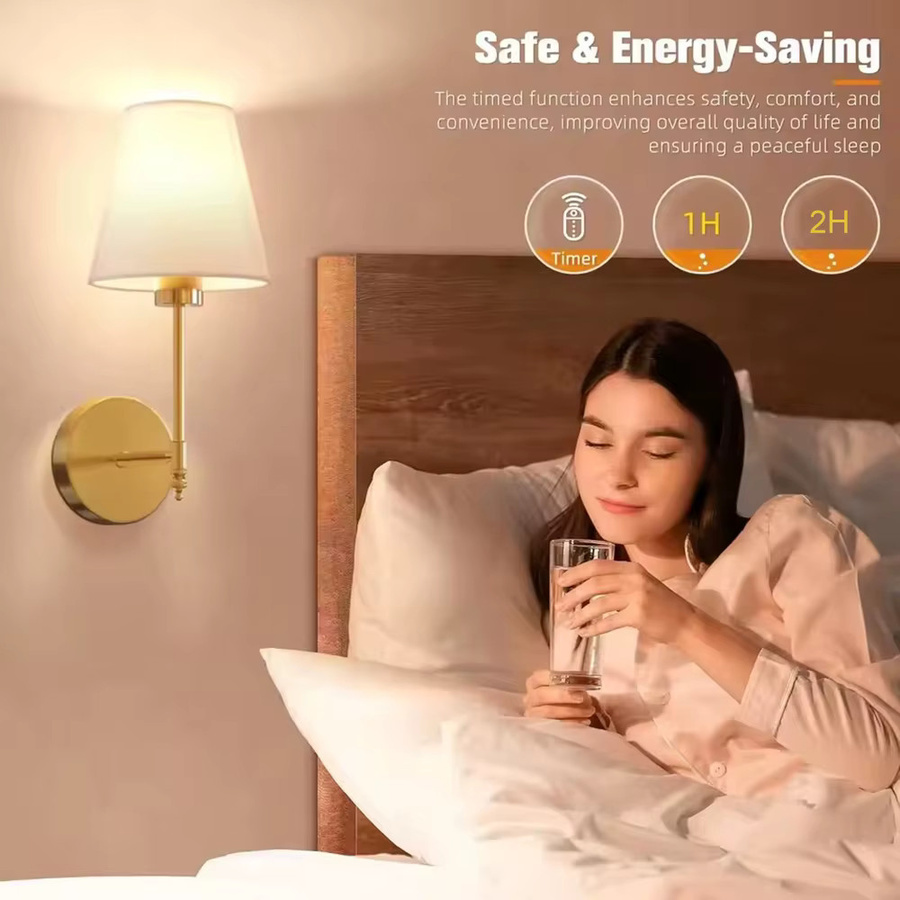 UMEXUS 2er Set Batteriebetriebene LED-Wandleuchten mit Stoffschirm, RGB Dimmbare Kabellose Wandlampen inklusive Fernbedienung und wiederaufladbaren Glühbirnen - Bild 3