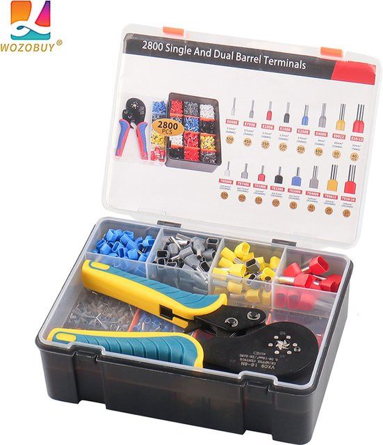 WOZOBUY HSC8 6-4A/6-6 Aderendhülsen-Crimpzange Set mit Aufbewahrungsbox für elektrische Arbeiten - Bild 1