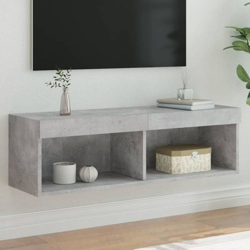 Vidaxl TV-Schrank mit LED-Leuchten in Grau, Modernes Design aus Holzwerkstoff, B/T/H: 100 x 30 x 30 cm - Bild 1