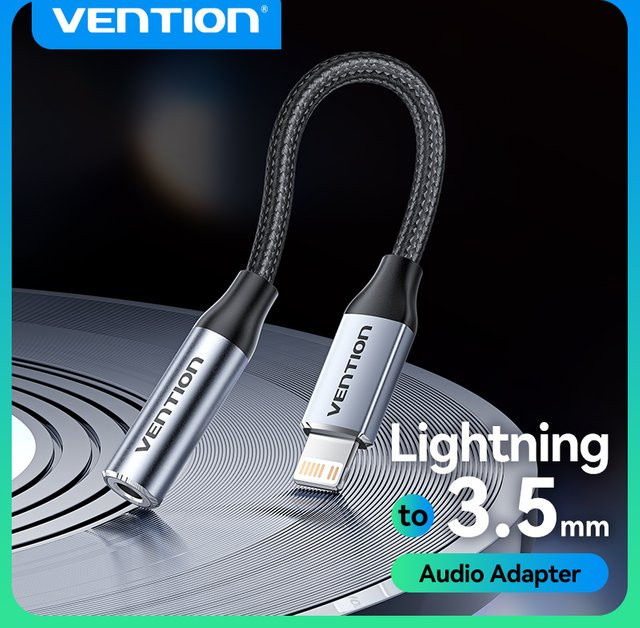Vention DAC Lightning auf 3,5-mm-Klinkenadapter für Kopfhörer und Aux-Audio, Farbe: Grau - Bild 1