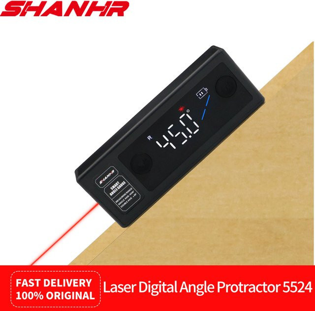 SHANHR Winkelmesser Laser-Lineal mit Dual-Screen, Neigungsmesser und Laser-Nivelliergerät für die Holzbearbeitung, Schwarz - Bild 1