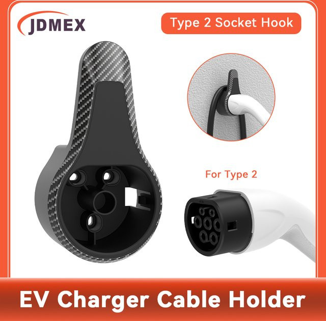 JDMEX EV Ladegerät Stecker Halterung für Typ2, Typ1 und GBT in Schwarz - Bild 1