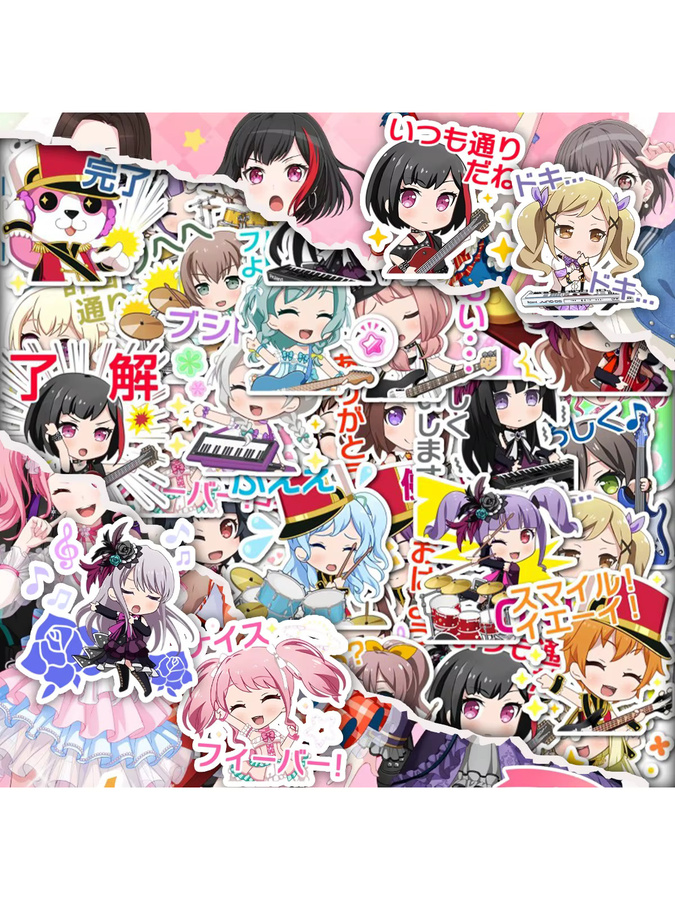 40 Stück BanG Dream Anime Aufkleber Set mit bunten Cartoon-Charakter-Stickern für Handyhüllen, Computer und Wasserbecher - Bild 4