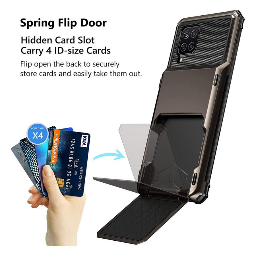 Samsung Galaxy Business Flip Hülle mit Kartenfächern und Rüstungsschutz in Schwarz für Android Modelle A12 A13 A22 A32 5G A7 A8 A9 - Bild 4