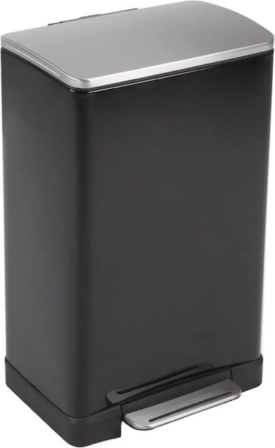 PROREGAL Treteimer Schwarz mit Edelstahldeckel und extra breitem Pedal, 40 Liter, H x B x T: 65 x 40,3 x 34,5 cm - Bild 1