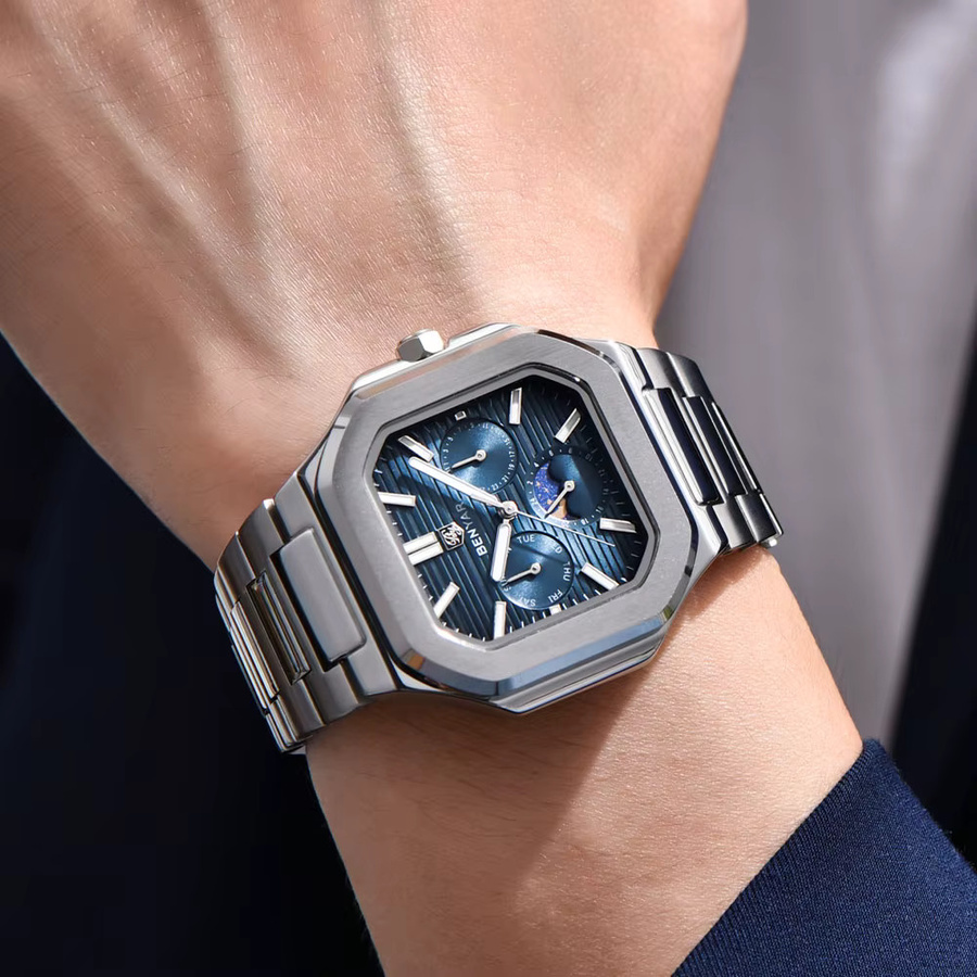 BENYAR Armbanduhr Quarz, Edelstahl, 37 mm, Herren, Blau - Bild 3