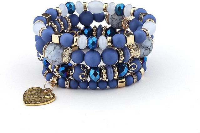 Rui Di Schmuck-Set, 4-teiliges Acrylperlenarmband, Zinnlegierung, gray, Damen - Bild 1