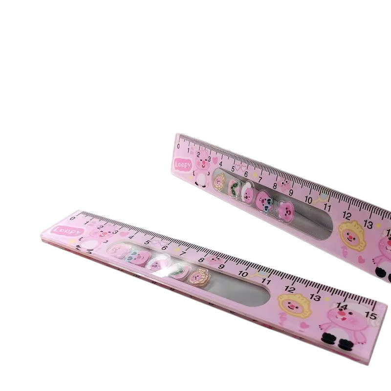 LOOPY Schwingendes Lineal mit niedlichem Biber Motiv in Pink für Schüler und kreatives Zeichnen - Bild 4