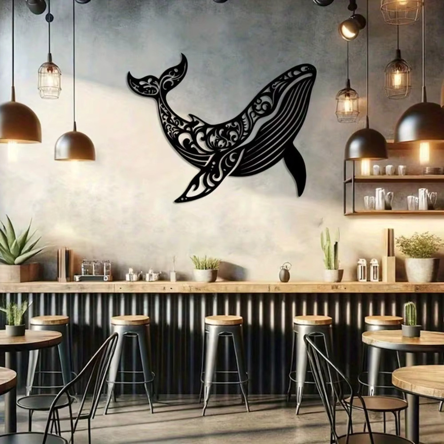 Moderne Metall-Wandkunst Wal von CIFBUY in Schwarz als nautische Eisenskulptur zur Heimdekoration - Bild 5