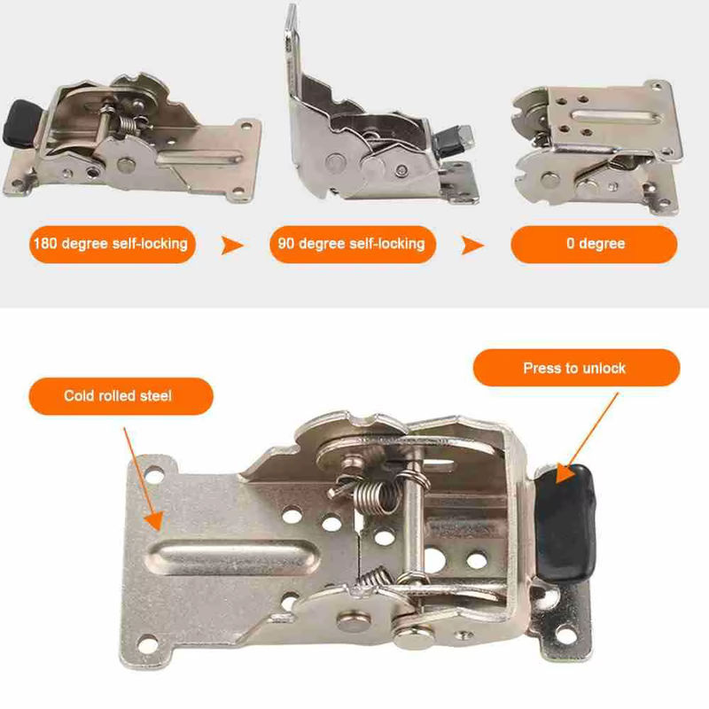 Selbstsichernde Klappscharniere für Tischbeine und Stuhlverlängerungen in Silber und Weiß, 90/180 Grad faltbare Scharnier-Hardware - Bild 3