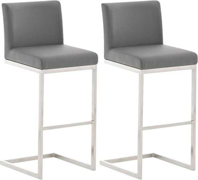 DELUKE 2er Set Barhocker COBAS in Grau aus Kunstleder mit Lehne und Edelstahl-Gestell, B/T/H: 42 x 48 x 104 cm - Bild 1