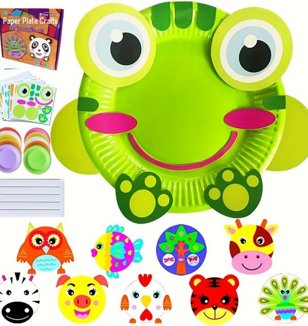 Pappteller-Kunstset, DIY-Tierhandwerk, 10-teiliges Set, bunt - Bild 1