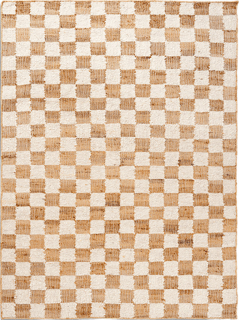 Ferm Living Check Wool Jute Teppich mit Karomuster in Beige und Mehrfarbig - Bild 1