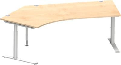 Schäfer Shop Genius Winkelschreibtisch MODENA FLEX 135 Grad mit C-Fuß-Rundrohr und Ansatz links, Farbe Ahorn, Breite: 216,5 cm - Bild 1