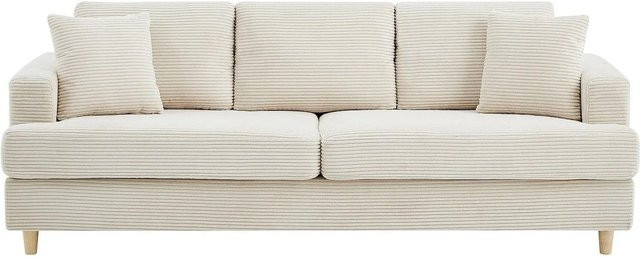 Yocaba Sofa in Beige im skandinavischen Stil mit Cord-Velours-Bezug, Breite: 216 cm - Bild 1