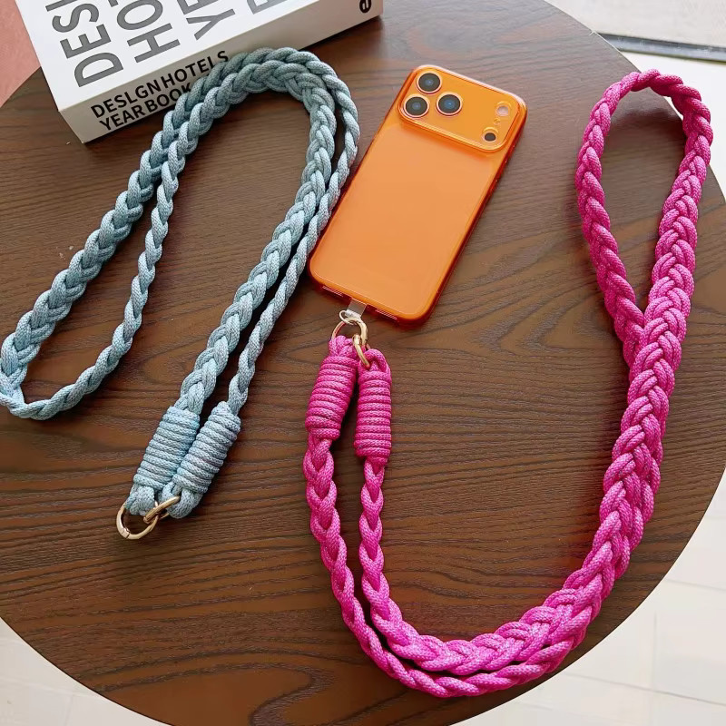 EHUIDE Boho Makramee Handyband aus geflochtener Baumwolle mit transparentem TPU-Anschluss in Lila - Bild 2