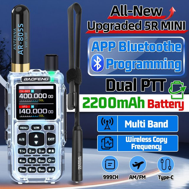 Baofeng MINI 5 Walkie-Talkie Upgrade UV-5R Multiband Amateurfunkgerät mit Bluetooth in Schwarz - Bild 1