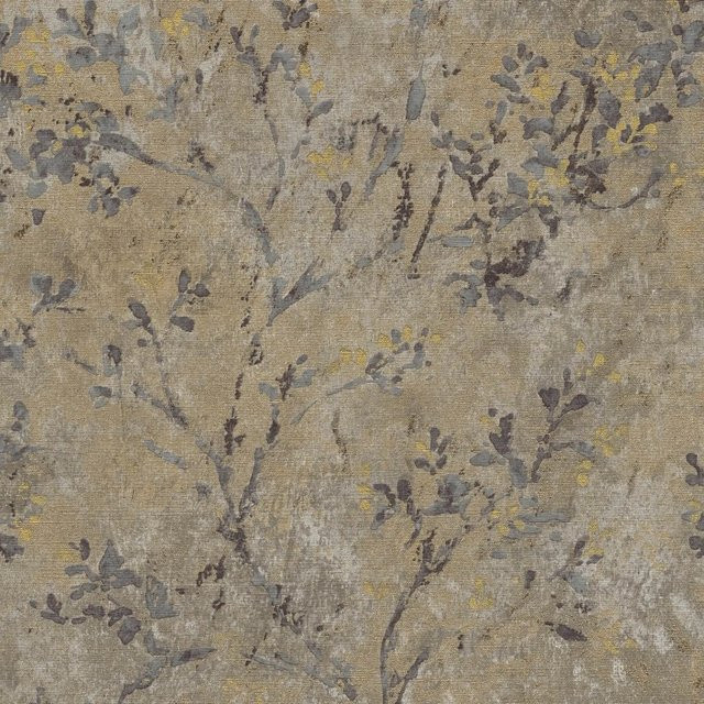 PROFHOME Landhaus Tapete Floral in Braun Grau Gold, Vlies-Tapete mit botanischem Muster, Breite: 0,53 m, Länge: 10,05 m - Bild 1