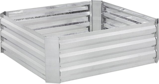 Relaxdays Hochbeet aus verzinktem Eisen in Grau ohne Boden, B/T/H: 90 x 90 x 30 cm - Bild 1